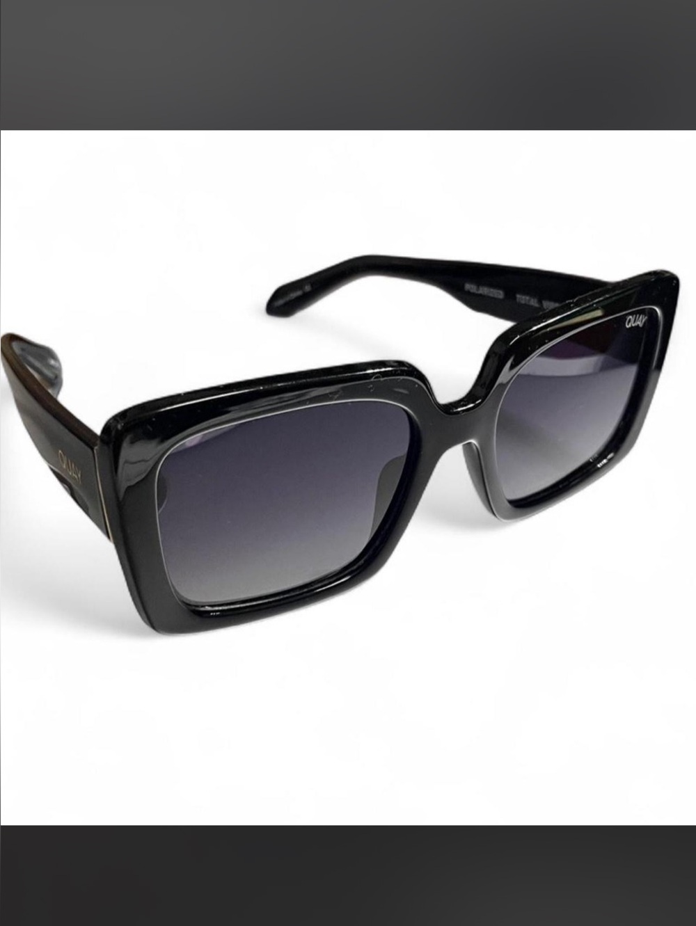 Quay Total Vibe 125 Oversized Square Black Polarized Sunglasses